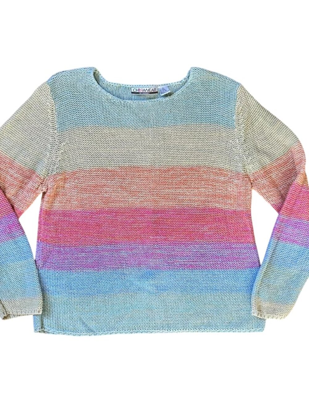 80s 90s Vintage Pastel Rainbow Stripe Sweater